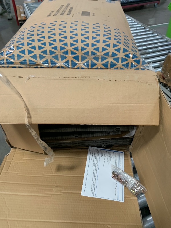 Photo 1 of 4 Piece Patio Ratten Set Outdoor Furniture Set Wicker Conversation Set with Cushions and Tempered Glass Tabletop,Blue