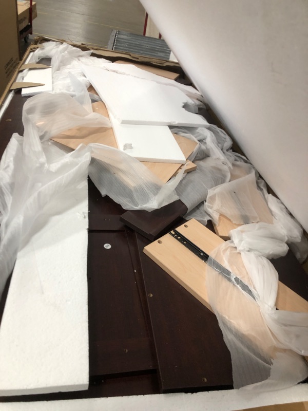 Photo 1 of **BOX 2 OF 2 ONLY*** Sauder Palladia Office Desk with Drawers, Executive Desk with File Cabinet Storage, Cable Management, Keyboard Tray, in Select Cherry Finish