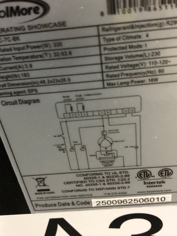Photo 1 of (Xl, Out of Box|| uses) KoolMore 48 in. Refrigerated Bakery Display Case with Clear Glass Front, Sliding Rear Doors, LED Lighting, Adjustable Temperature, and Dual Shelving for Baked Goods in Black, 7 cu. ft. (CDC-7C-BK)