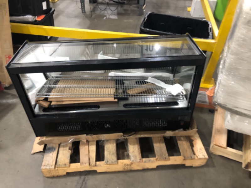 Photo 1 of (Xl, Out of Box|| uses) KoolMore 48 in. Refrigerated Bakery Display Case with Clear Glass Front, Sliding Rear Doors, LED Lighting, Adjustable Temperature, and Dual Shelving for Baked Goods in Black, 7 cu. ft. (CDC-7C-BK)