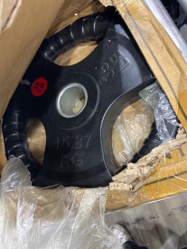 Photo 1 of *** PARTIAL SET - ONLY INCLUDES ONE WEIGHT *** Fitvids 2 Inch Olympic Barbell Weight Plates Set, 255 LB(2.5-45 LB) Barbell Weight Set for Home Gym Strength Training, Double-grip Design