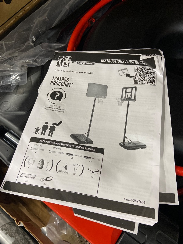 Photo 1 of *** MISSING BACKBOARD *** Lifetime NBA Phoenix Suns Portable Basketball Hoop, Adjustable Height 7.5-10 Ft, 44 Inch Shatterproof Fusion Backboard, Base with Wheels