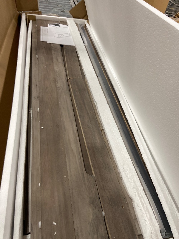 Photo 1 of **DAMAGE IS SHOWN IN PHOTO**
**FOR PARTS ONLY**YITAHOME Farmhouse TV Stand for 65/60/55 Inch, Modern Entertainment Center with Sliding Barn Door, Wood TV Media Console Storage TV Cabinet for Living Room for 300lbs, Rustic Grey