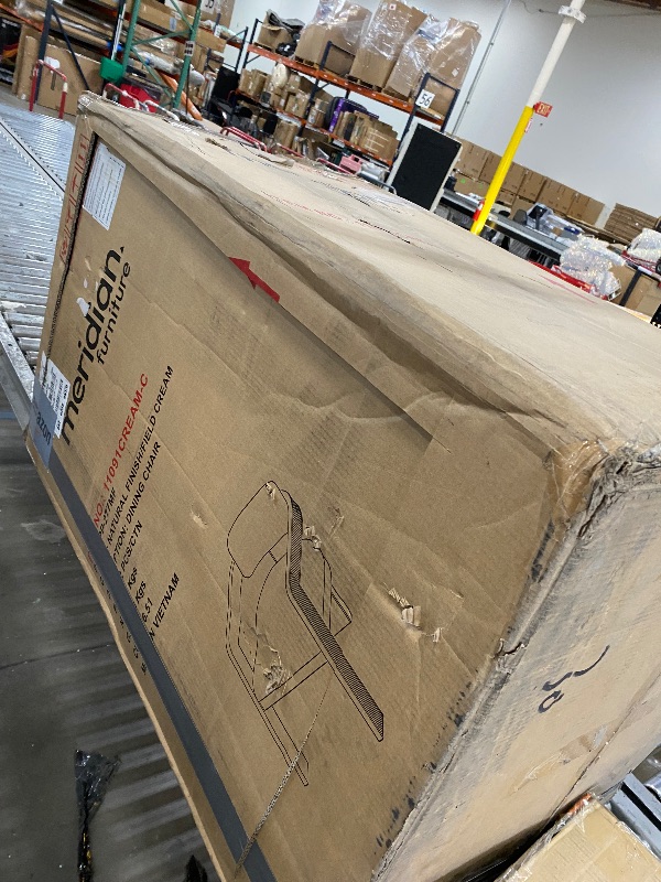 Photo 1 of 1 pc only***
Meridian Furniture 11091Cream-C Sacha Collection Art Deco Dining Chair, Rich Cream Linen Textured Fabric, Two Tone Weave, Solid Fluted Wood Natural Finish, 22.5" W x 22" D x 31" H, Cream, Set of 2