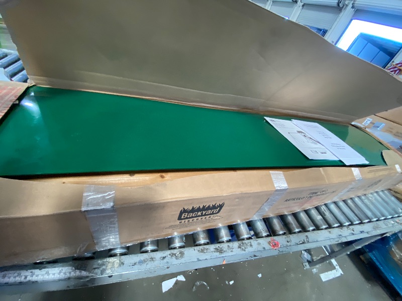 Photo 1 of *** PARTIAL SET - BOX 1 OF 2 ONLY *** Backyard Discovery Buckley Hill Cedar Wood Swing Set with Wave Slide, Play Deck, Rock Wall Ladder, Belt Swings, Chalkboard, Canopy Roof, Outdoor Playset