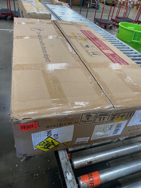 Photo 1 of ** Box # 1 only Missing box # 2 *** DWVO 10 Drawer Large Makeup Vanity Table with Glass Top, LED Mirror, Charging Station & Cushioned Storage Stool, 46-Inch Dressing Desk Set with 3 Lighting Modes Brightness Adjustable, Dark Black