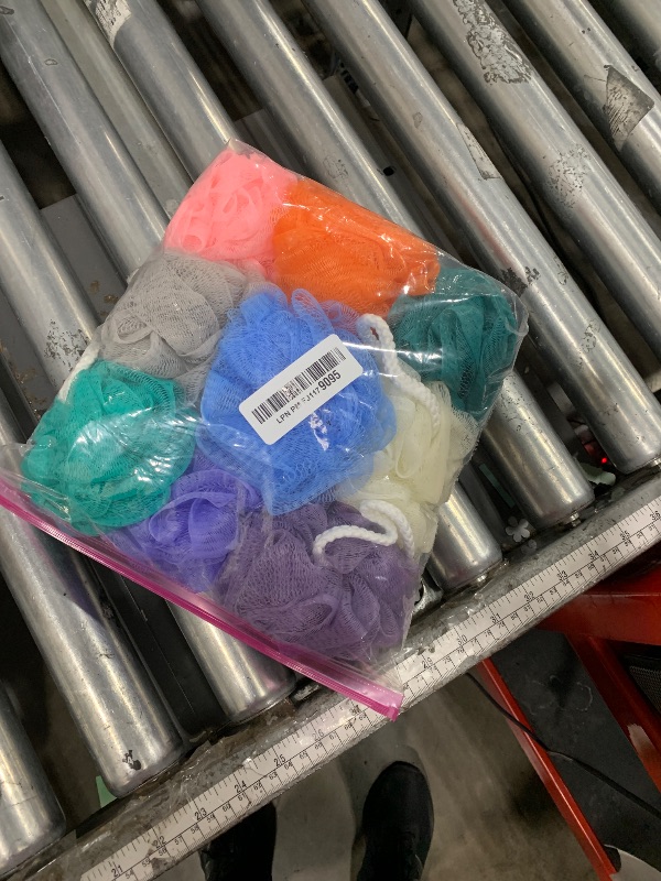 Photo 1 of 10 Pack of Bath Loofah Shower,Small Size Sponge Pouf Body Scrubber Exfoliator Scrubber Ball,Mesh Bath and Shower Sponge for Kids Women Men Body Wash Bathroom