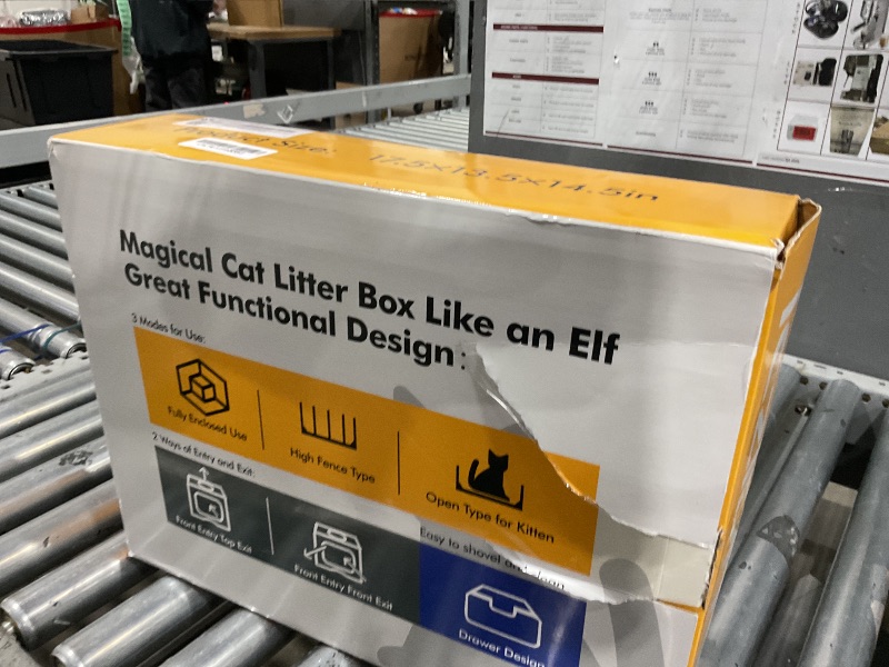 Photo 1 of **uNKNOWN IF MISSING PIECES**Upgraded Fully Enclosed Cat Litter Box with Lid, Covered Cat Box Enclosure, Anti-Splashing Easy to Clean Kitty Litter Boxes with Drawer, 3 Modes can Use from Kitten to Adult(White&Grey)