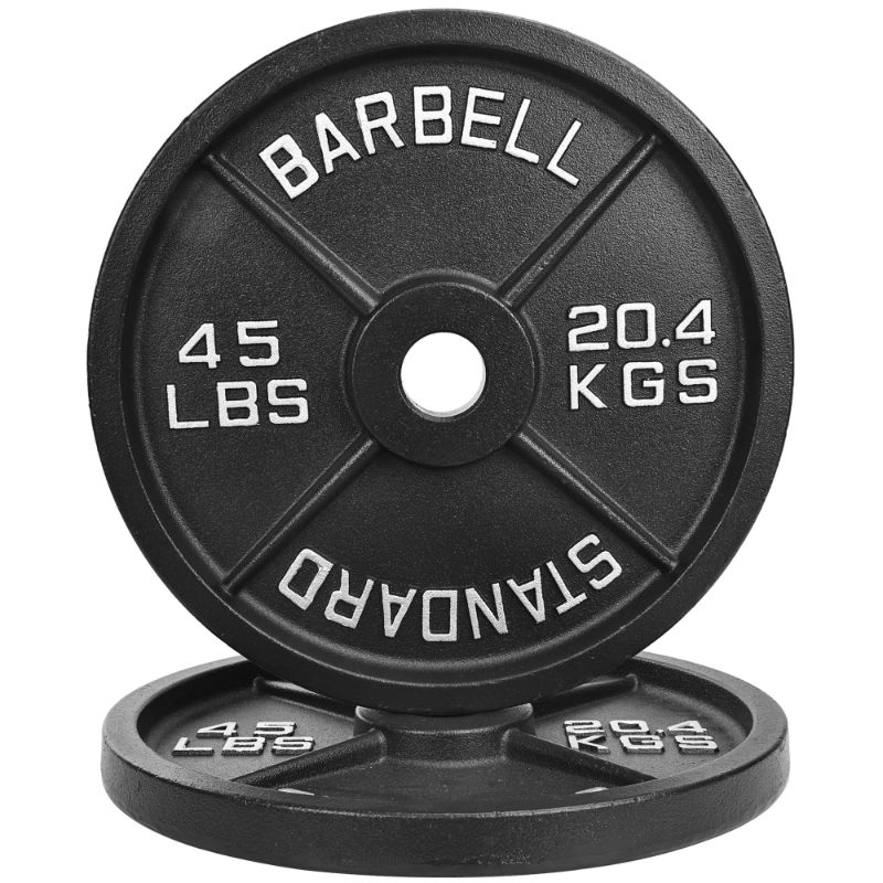 Photo 1 of 1 ct* Fitvids Olympic Cast Iron 2-Inch Weight Plate for Strength Training & Weightlifting, Multiple Weights Available, 45LB ( single )