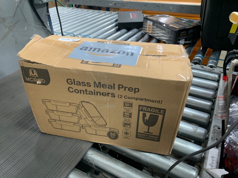 Photo 1 of [5-Pack,36 Oz]Glass Meal Prep Containers 2 Compartments Portion Control with Upgraded Snap Locking Lids Glass Food Storage Containers, Microwave, Oven, Freezer and Dishwasher (4.5 Cups, White)