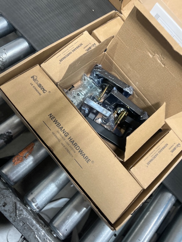 Photo 3 of NEWBANG Front Double Door Traditional Style Keyed Entry Door Handleset with Lever Handle in Matte Black,(Keyed and Dummy Set),MDHST2010DB-SET-BR-TMC