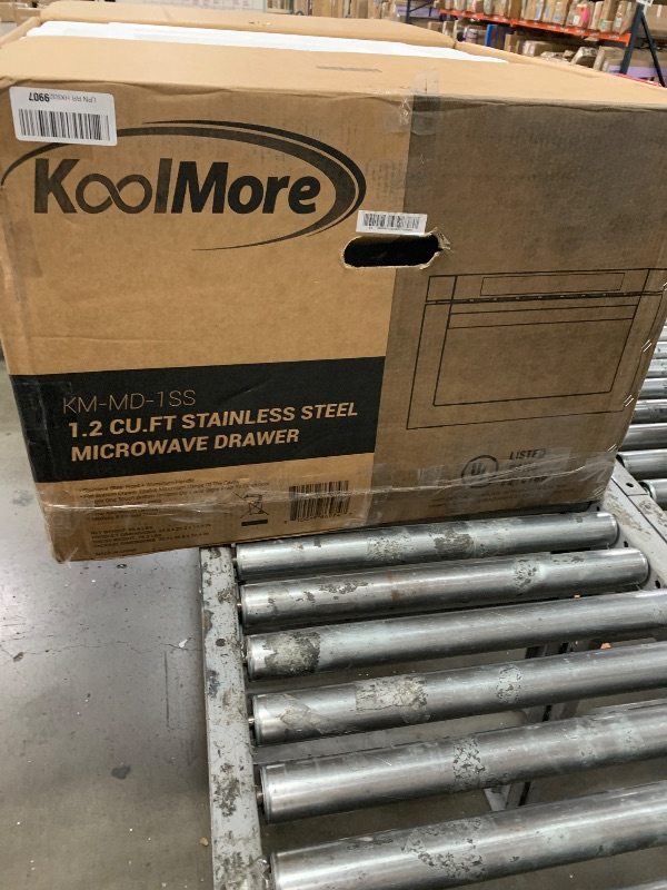 Photo 1 of KoolMore 24 Inch Stainless-Steel Microwave Drawer with 1.2 cu. ft. Capacity, 1000W Power with 10 Custom Cooking Levels, Memory, and Timer Functions, Wall-Mounted with Flat Bottom (KM-MD-1SS)