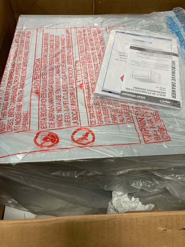 Photo 1 of KoolMore 24 Inch Stainless-Steel Microwave Drawer with 1.2 cu. ft. Capacity, 1000W Power with 10 Custom Cooking Levels, Memory, and Timer Functions, Wall-Mounted with Flat Bottom (KM-MD-1SS)