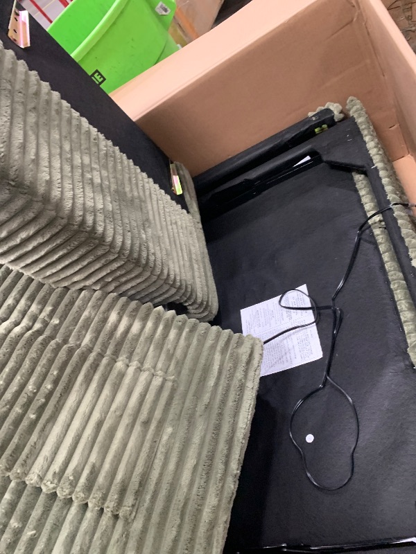 Photo 1 of ** only 2 seater section is included **  LINSY Home Pull Out Sofa Bed Sectional Sleeper Sofa with Storage, Plush Corduroy Pullout Modular Sectional Couches for Living Room, L/U Shaped Convertible Couch Bed for Apartment (Green, Style 1)