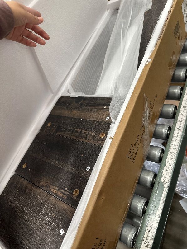 Photo 1 of *** PARTIAL SET ** Set 2/2*****GarveeHome Coffee Bar Cabinet with LED Lights 72 in Tall Buffet Cabinet with Storage Farmhouse Kitchen Sideboard Tall Coffee Hutch with Microwave Stand/Wine Rack/Glass Shelf Dining Room (Oak Black)