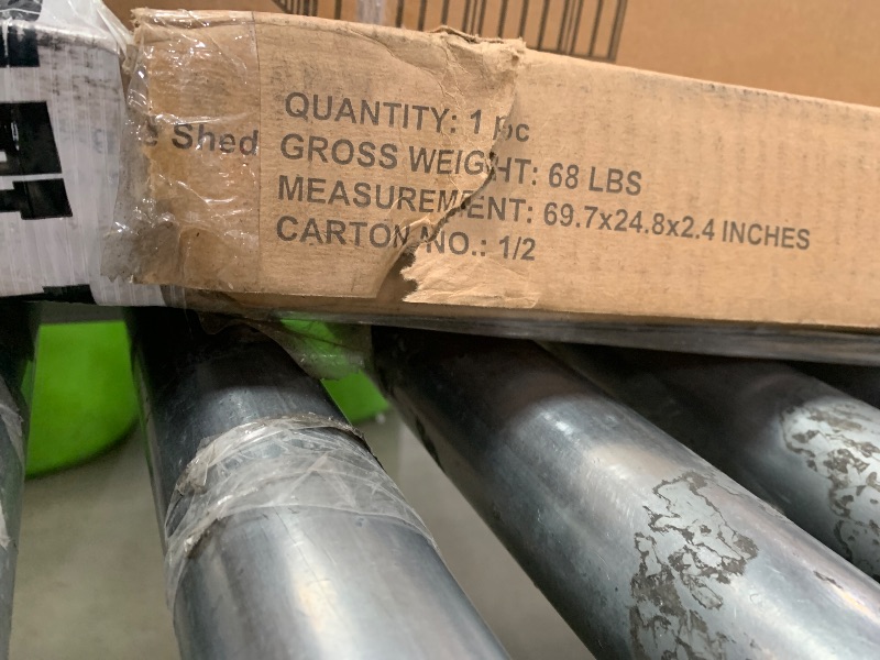 Photo 1 of (box  parts, walls no structure)_ Ritsu Outdoor Storage Shed, Outdoor Garden Shed for Bike, Trash Can, Machine, Galvanized Steel, Outdoor Shed with Lockable Door for Backyard, Patio, Lawn (6.5x4.2ft, Black)