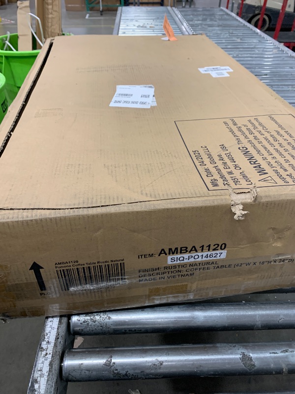 Photo 1 of Alaterre Furniture Pomona Rustic Coffee Table with Storage Shelf - 42-Inch Industrial Modern Metal and Solid Wood Living Room Table - Easy Assembly Farmhouse Living Room Furniture (Rustic Natural)