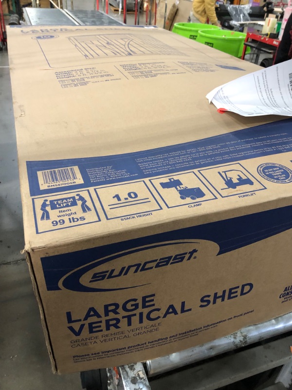 Photo 1 of Suncast Outdoor Storage Cabinet Waterproof Resin Vertical Outdoor Storage Shed (54 cu. ft.) for Patio, Garden Tools, Cushions, & Equipment. Weatherproof Plastic Multi-Wall Design, Capacity Made in USA