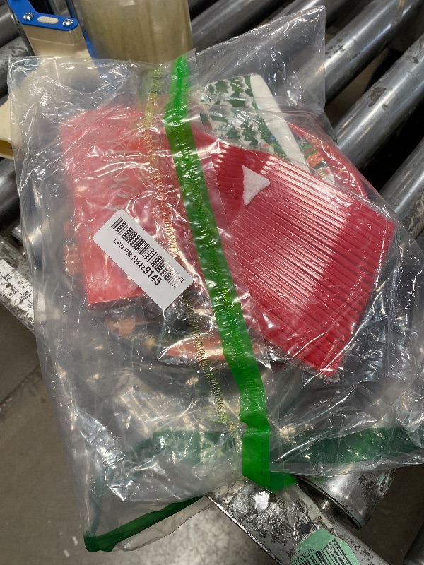 Photo 1 of 100 Pcs Merry Christmas Plates and Napkins Sets - Cute Winter Christmas Round Tableware, Disposable Chrismas Paper Plates and Napkins Forks for Xmas Party Supplies Favors Table Decor, Serves 25