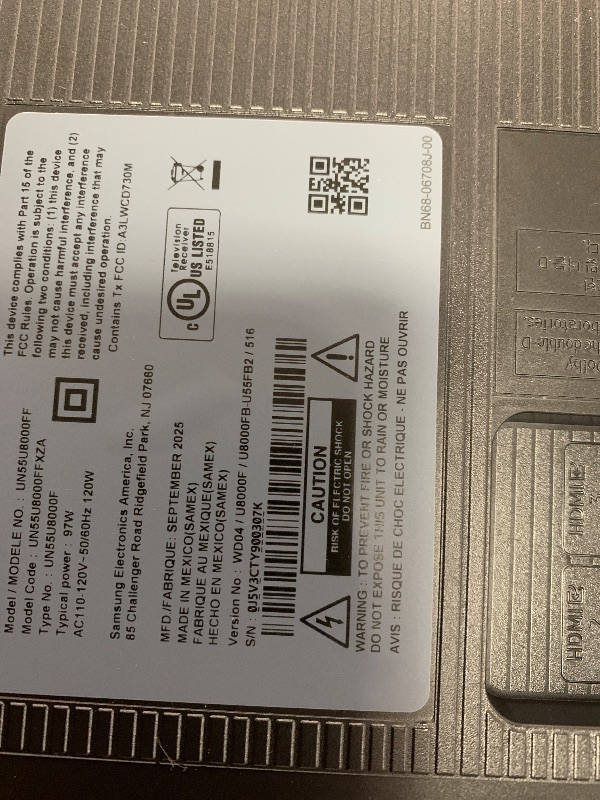 Photo 1 of **DAMAGED** Samsung 55-Inch Class Crystal UHD U8000F 4K Smart TV (2025 Model) Endless Free Content, Crystal Processor 4K, MetalStream Design, Knox Security, Compatible with Alexa