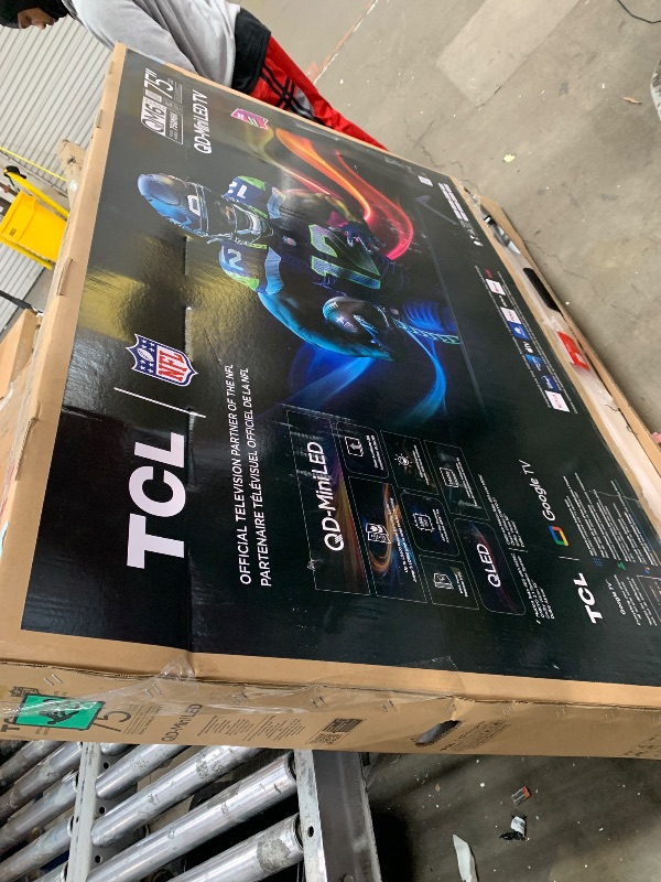 Photo 1 of **DAMAGED*** TCL 75 Inch Class QM6K Series | Mini LED QLED 4K HDR | 75QM6K, 2025 Model | 120HZ-144HZ High Brightness Smart Google TV Dolby Atmos Onkyo Audio | Voice Remote Alexa Gaming Streaming Television