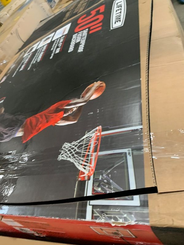 Photo 1 of ***Missing hardware ***
Lifetime Adjustable Portable Basketball Hoop (50-Inch Polycarbonate) - 90678