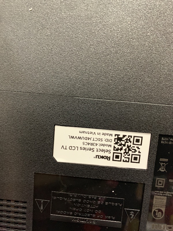 Photo 1 of **DAMAGE** Roku Smart TV 2025 – 43-Inch Select Series, 4K HDR TV – RokuTV with Enhanced Voice Remote – Flat Screen LED Television with Wi-Fi for Streaming Live Local News, Sports, Family Entertainment