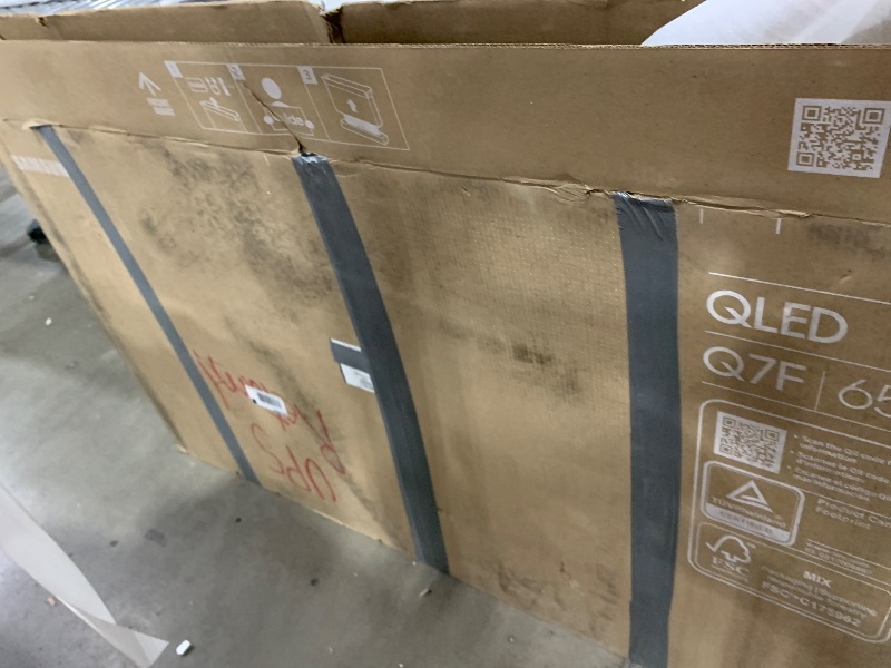 Photo 1 of **DAMAGE** Samsung 65-Inch Class QLED Q7F Series Samsung Vision AI Smart TV (2025 Model, 65Q7F) Quantum HDR, Object Tracking Sound Lite, Q4 AI Gen1 Processor, 4K upscaling, Gaming Hub, Alexa Built-in
