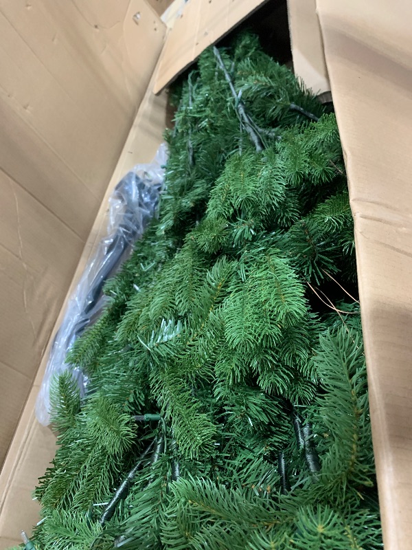 Photo 1 of **MISSING BOX 2** National Tree Company Pre-Lit 'Feel Real' Artificial Giant Full Downswept Christmas Tree, Green, Douglas Fir, White Lights, Includes Stand, 12 feet