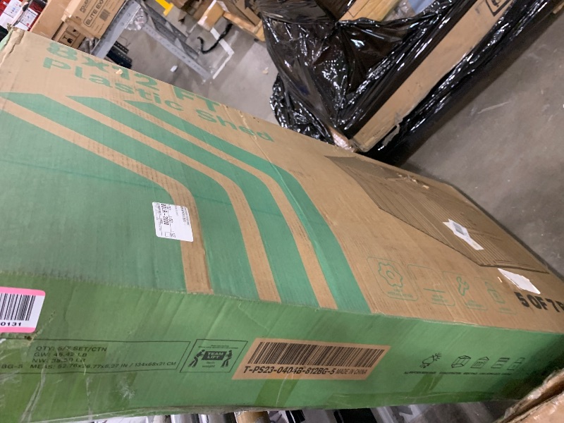 Photo 1 of **INCOMPLETE**Patiowell 8 x 12 FT Plastic Outdoor Storage Shed with Floor, Resin Shed with Window and Lockable Door for Garden, Backyard, Tool Storage Use, Easy to Install in Beige (Kick-it Shed)
