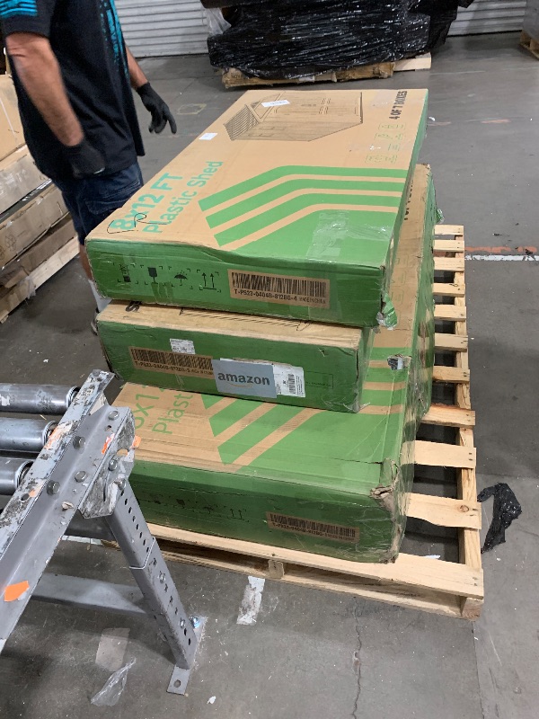 Photo 1 of **INCOMPLETE**Patiowell 8 x 12 FT Plastic Outdoor Storage Shed with Floor, Resin Shed with Window and Lockable Door for Garden, Backyard, Tool Storage Use, Easy to Install in Beige (Kick-it Shed)
