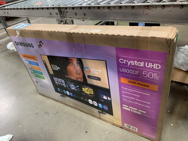 Photo 1 of **DAMAGED** Samsung 50-Inch Class Crystal UHD U8000F 4K Smart TV (2025 Model) Endless Free Content, Crystal Processor 4K, MetalStream Design, Knox Security, Alexa Built-in