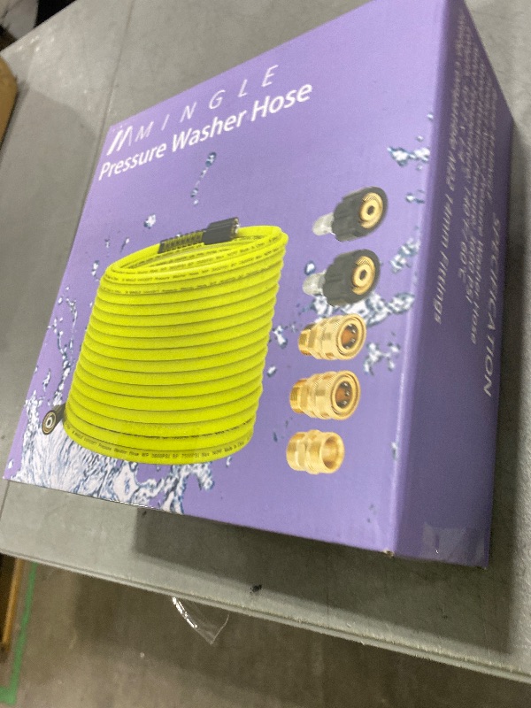 Photo 1 of M MINGLE Pressure Washer Hose 50 FT x 1/4" - Replacement Power Wash Hose with Quick Connect Kits - High Pressure Hose with M22 14mm Fittings - 3600PSI