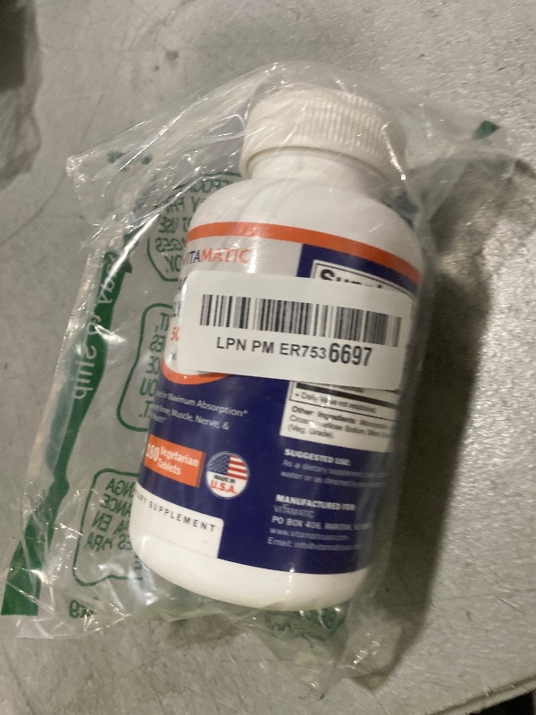 Photo 1 of Vitamatic Magnesium with B6-180 Vegetarian Tablets (Uncoated) - Added B6 for Maximum Absorption - Supports Muscle, Joint, and Heart Health