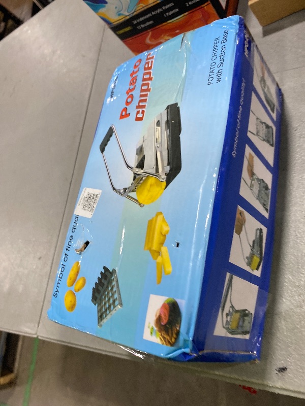 Photo 1 of Stainless Steel French Fry Cutter, Heavy Duty Potato Slicer Manual Multifunction Potato Cutter Cutting Machine for Sweet Potatos Cucumbers Carrots Radishes Yams Fries Food Preparation