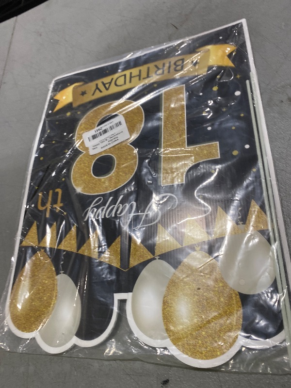 Photo 1 of Happy 18th Birthday Decorations for Boys Black Gold 18th Birthday Party Yard Sign with Stakes 18 Birthday Lawn Signs Outdoor Decorations
