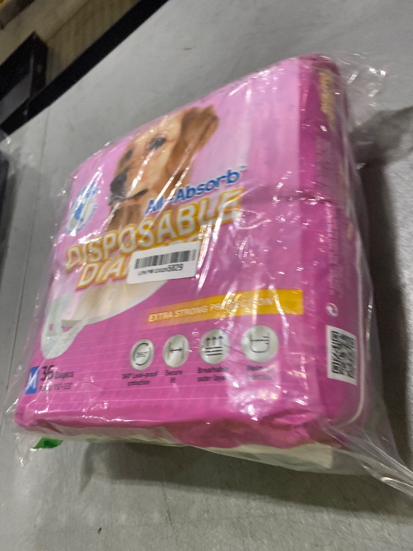 Photo 1 of HONEY CARE All-Absorb Disposable Female Dog Diapers M Size, Improved Bigger Size, 36 Count, Super Absorbent, Breathable, Wetness Indicator (Pack of 1, 36 Count Total)