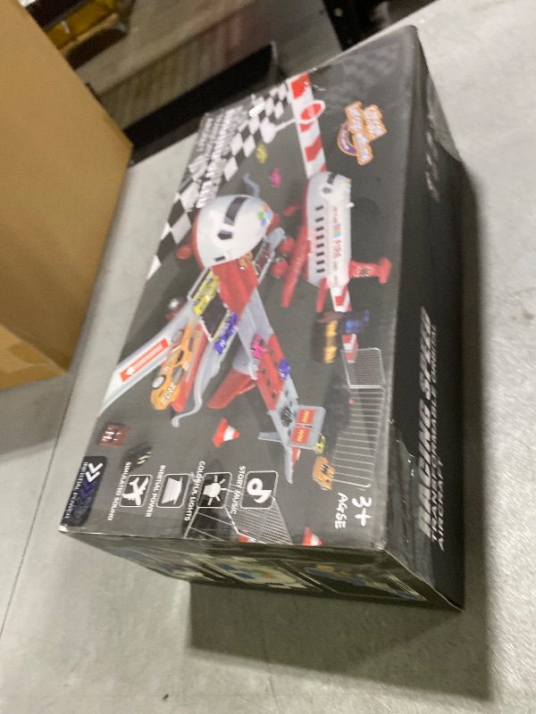Photo 1 of Airplane Toy Race Track Kids Toys, Foldable 4 Layer Toddler Car Track Playset, Toy Plane Transport Car Carrier & 6 Race Cars, Toddlers Toys Birthday Xmas Gifts for Age 3 4 5 6+ Years Old Boys Girls