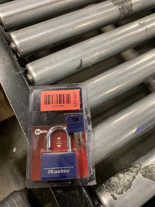 Photo 1 of Master Lock Blue Vinyl Covered Aluminum Keyed Padlock, Small Lock for Gym or School Locker can be Used Indoors or Outdoors, 142DCM