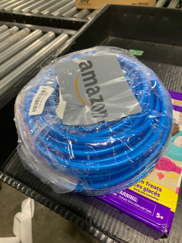 Photo 1 of 100 FT Sewer Jetter Kit for Pressure Washer, 5800PSI Water Jet Drain Cleaner Hose, 1/4 Inch NPT Corner with 4 Sewer Jetting Nozzles, Pearl Corsage Pin, Waterproof Tape, Handle Strap&2 Spanner (Blue)