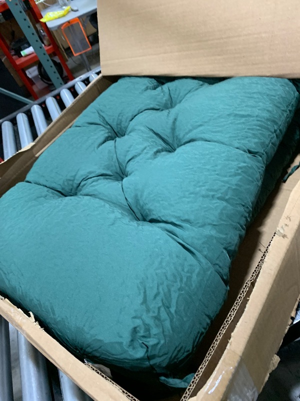 Photo 1 of MAGIC ELEPHANT Porch Swing Cushions, Memory Foam Swing Cushion for Outdoor Furniture, Patio 2-3 Seater Cushion Replacement with Headrest for Swing Chair, 60x40 Inch (Green)