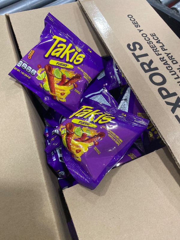 Photo 1 of Takis Fuego 40 pc / 1 oz Multipack - Hot Chili Pepper & Lime Flavored Extreme Spicy Rolled Tortilla Chips - Individual Bags, Perfect for Tailgates, Parties, Lunchboxes or Lunches