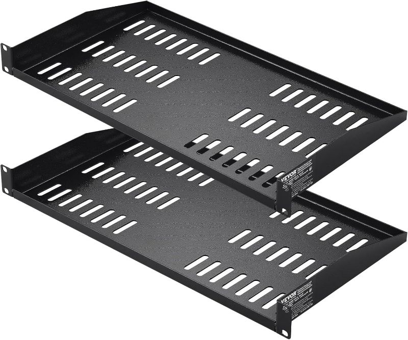 Photo 1 of 2pc 1U Server Rack Shelf, Universal Vented Rack Mount Cantilever Tray for 19 inch Network Equipment Rack & Cabinet, 10" Deep Rack Mount Shelf, Weight Capacity 50 lbs Wall Mount Rack Shelf
