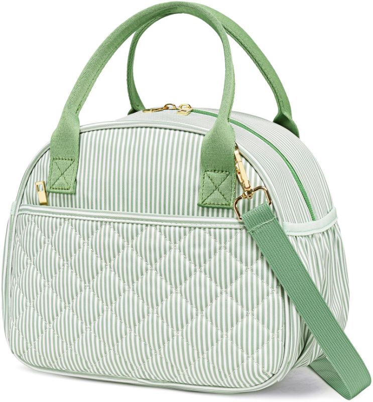 Photo 1 of STOCK PHOTO FOR REFERENCE - STRAPS ARE BROKEN ! Lunch Box for Women Men Insulated Lunch Bag Quilted Lunchbox Cute Adult Lunch Tote with Adjustable Shoulder Strap Reusable Lunch Bags Water Resistant for Travel Work Picnic
