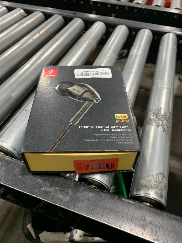 Photo 1 of 1MORE in-Ear Headphones Hi-Res Audio, Quad Driver Wired Earbuds with 3.5mm Jack, Deep Bass Stereo Sound, Built-in Microphone/Remote, 8 Ergonomic Fit Ear Tips, Tangle-Free Cable, Silver/Gray
