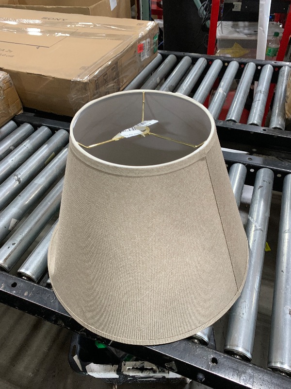 Photo 1 of Aspen Creative 32092A, Transitional Empire Shape Spider Construction Lamp Shade in Khaki, 9" Top x 18" Bottom x 13" Slant Height