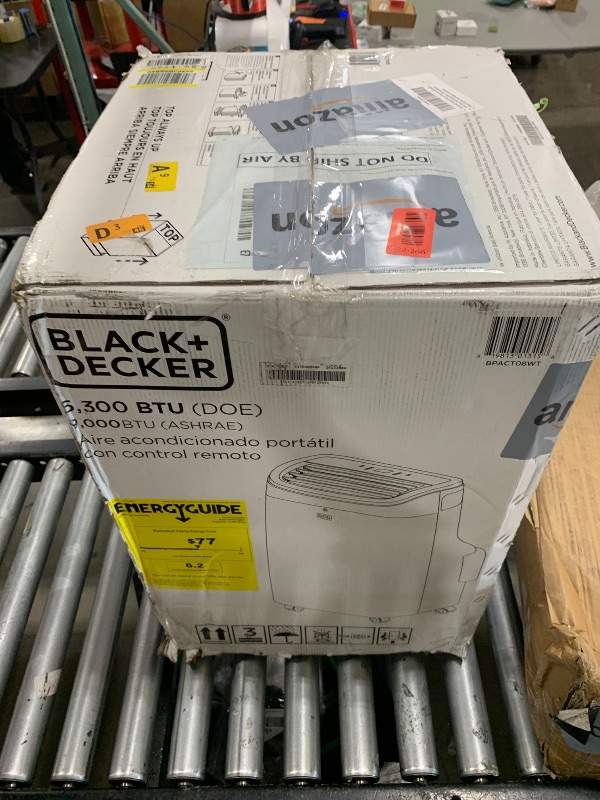 Photo 1 of BLACK+DECKER Portable Air Conditioner, 9,000 BTU (5,300 BTU SACC) for Rooms up to 400 Sq. Ft., Portable AC with Follow Me Remote Control and Window Kit, BPACT08WT, White