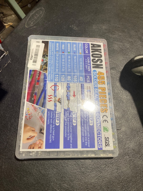 Photo 1 of 455 PCS Heat Shrink Self Soldering Butt Connector, Solder Seal Wire Connectors Kit, Waterproof Wire Solder Stick Splice Connector for Marine Electrical Automotive (5 Colors/5 Sizes/ 26-10 Gauge)