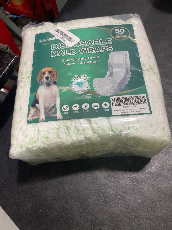 Photo 1 of IMMCUTE Dog Diapers Male Small 50 Ct, Male Dog Diapers Disposable with Wetness Indicator, Adjustable Puppy Diapers Male, Flashdry Gel Technology, Male Dog Wraps for Incontinence & Marking