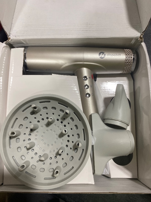 Photo 1 of slopehill Professional Hair Dryer with Diffuser, Ionic Hair Dryer,Lightweight Compact Powerful & Fast Salon Blow Dryer with High Speed Brushless Motor, Travel Hairdryer, Women & Men (Ceramic, Stone)